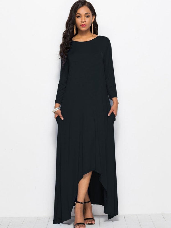 Long Sleeve Asymmetrical Women Loose Plus Size Dress