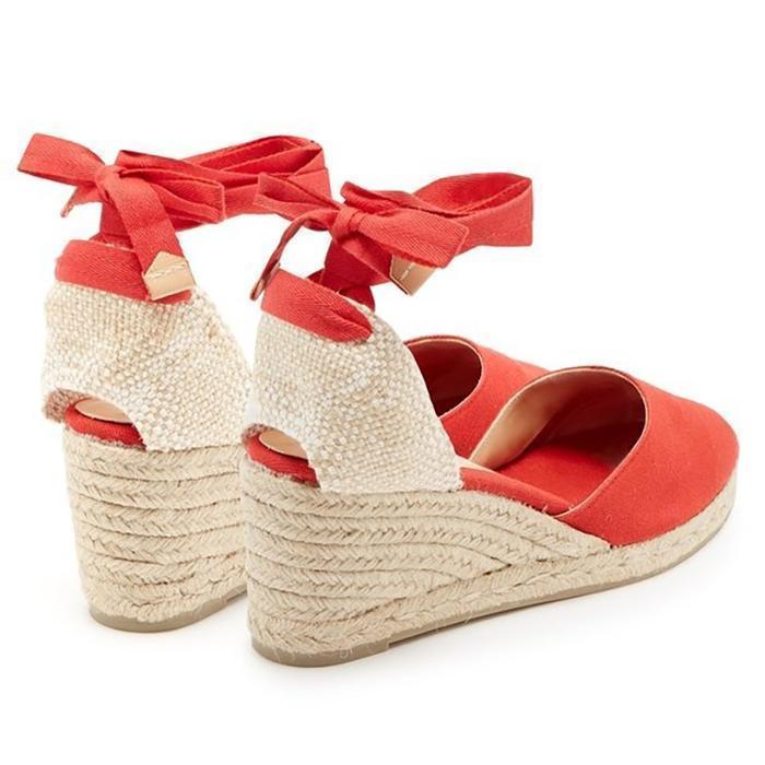 Women Flocking Wedge Sandals Casual Lace Up Shoes