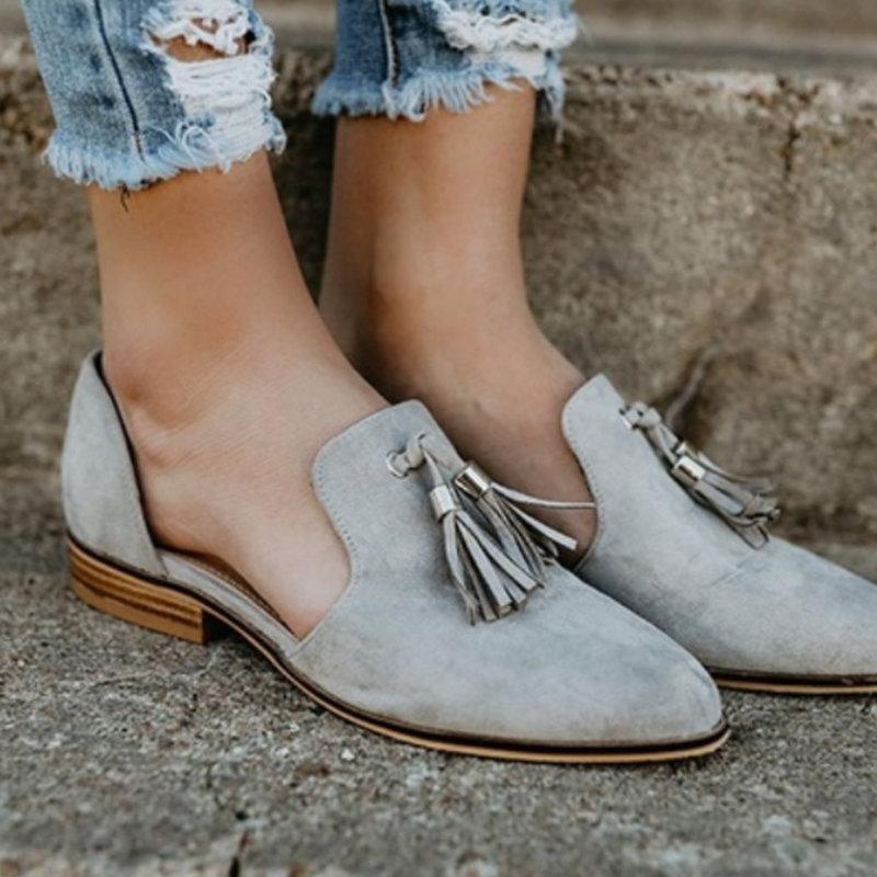 Women Flat Heel Artificial Suede Plus Size Loafers