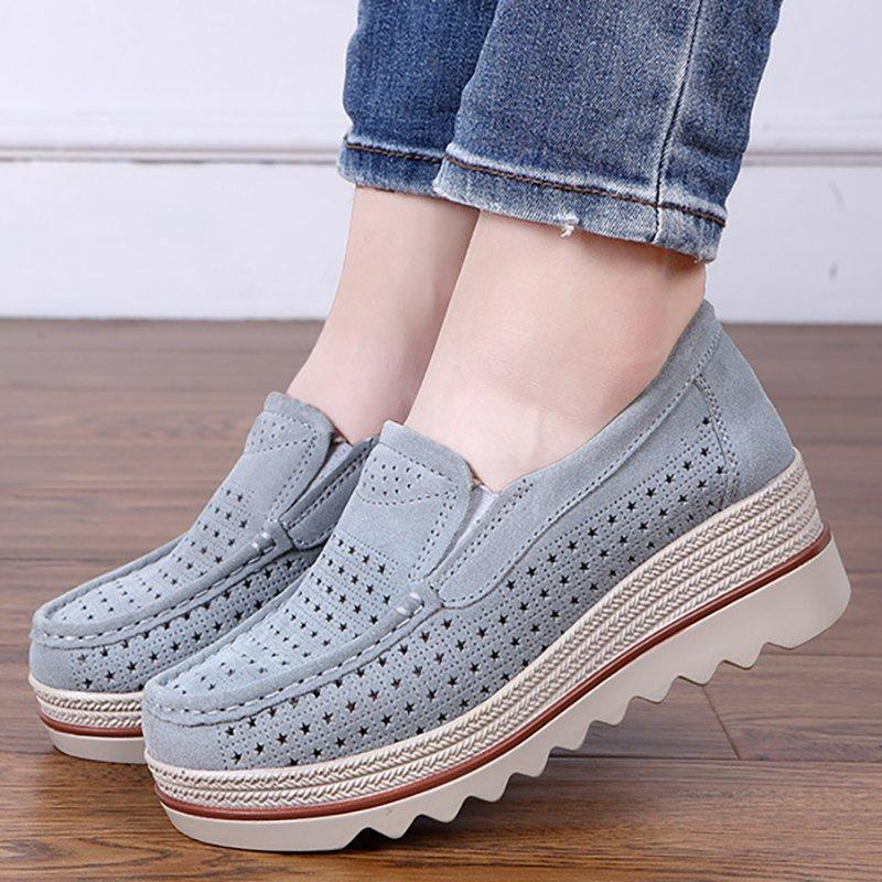 Women Flocking Creepers Casual Comfort Slip Slop Shoes