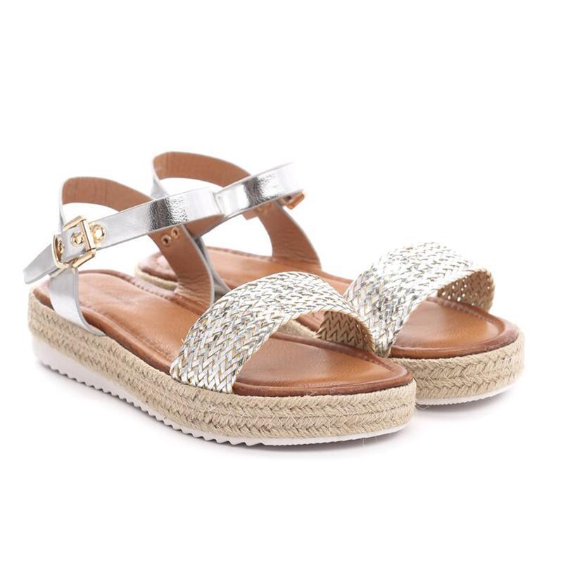 Women Flat Heel Buckle Espadrille Sandals Open Toe Casual Shoes