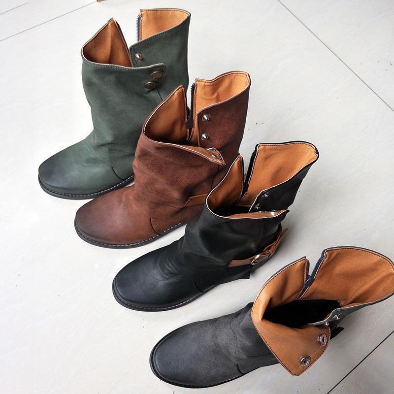 Women Daily Zipper Winter Low Heel Plus Size Boots