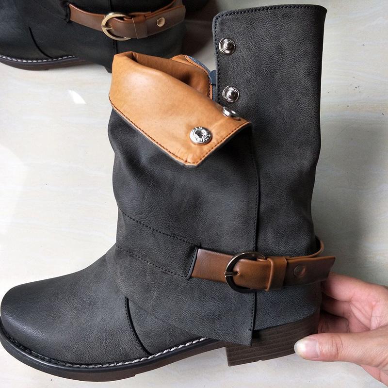 Women Daily Zipper Winter Low Heel Plus Size Boots