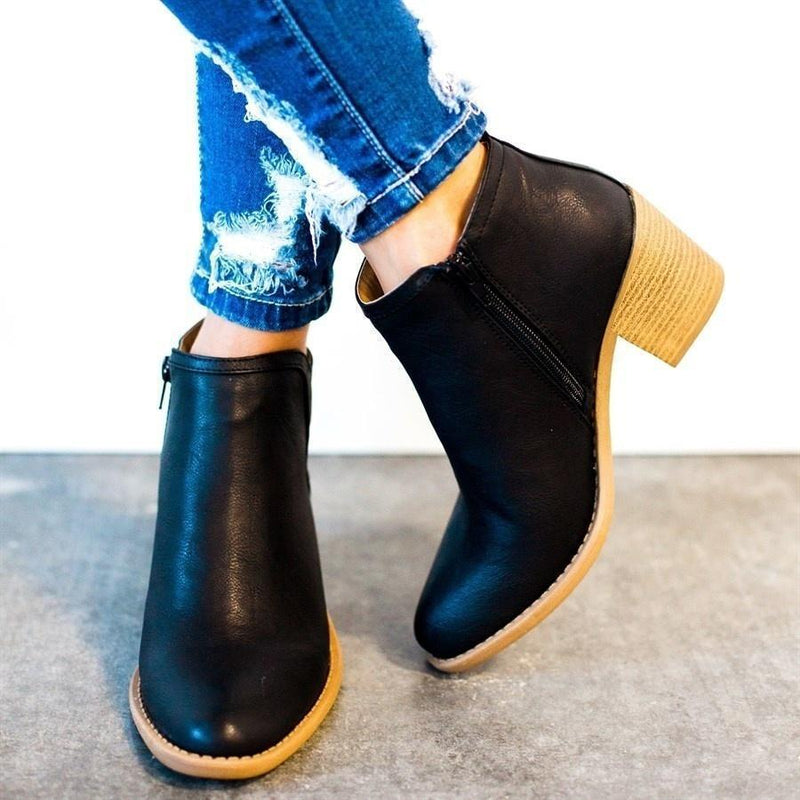 Casual Style Women Ankle Boots Anutumn Winter High Thick Heel Sexy Women Boots Cool Basic Leather Boots Shoes