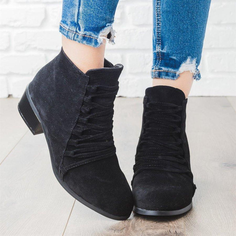 Women Fashion Ankle Boots Faux Suede Zipper Boots