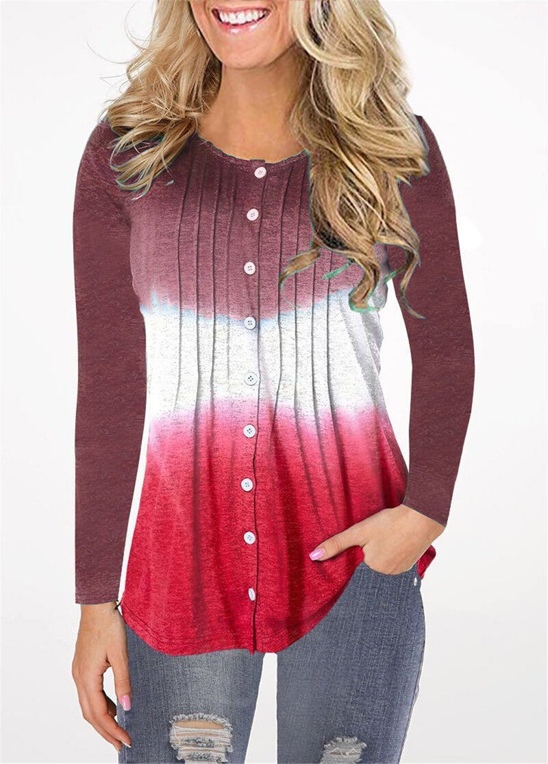 Women Gradient Colour Long Sleeve Top